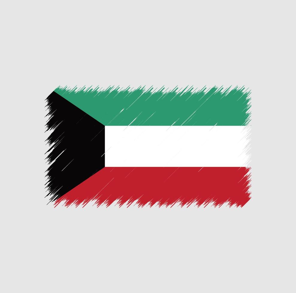 pincelada de bandeira do kuwait. bandeira nacional vetor