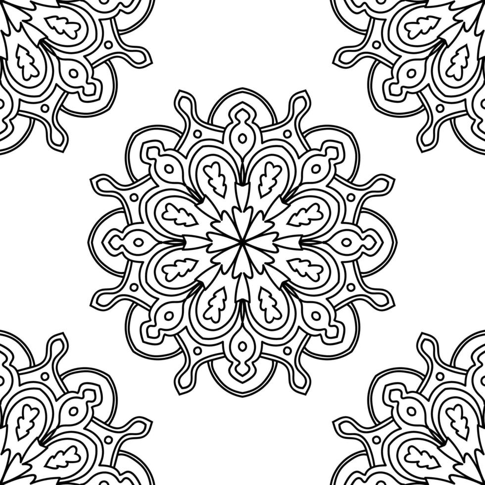padrão sem emenda de fantasia com mandala ornamental. fundo abstrato flor doodle redondo. círculo geométrico floral. vetor