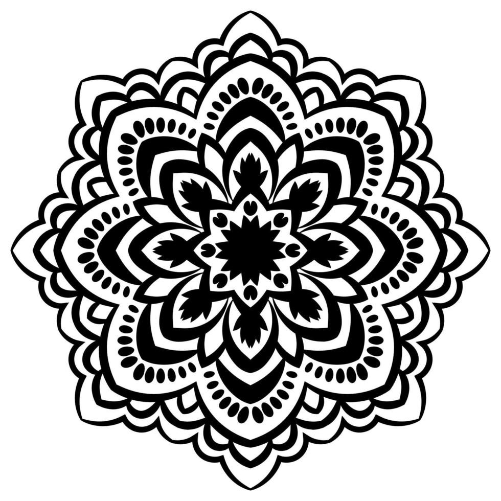 mandala fofa. flor redonda ornamental doodle isolada no fundo branco. ornamento decorativo geométrico em estilo oriental étnico. vetor