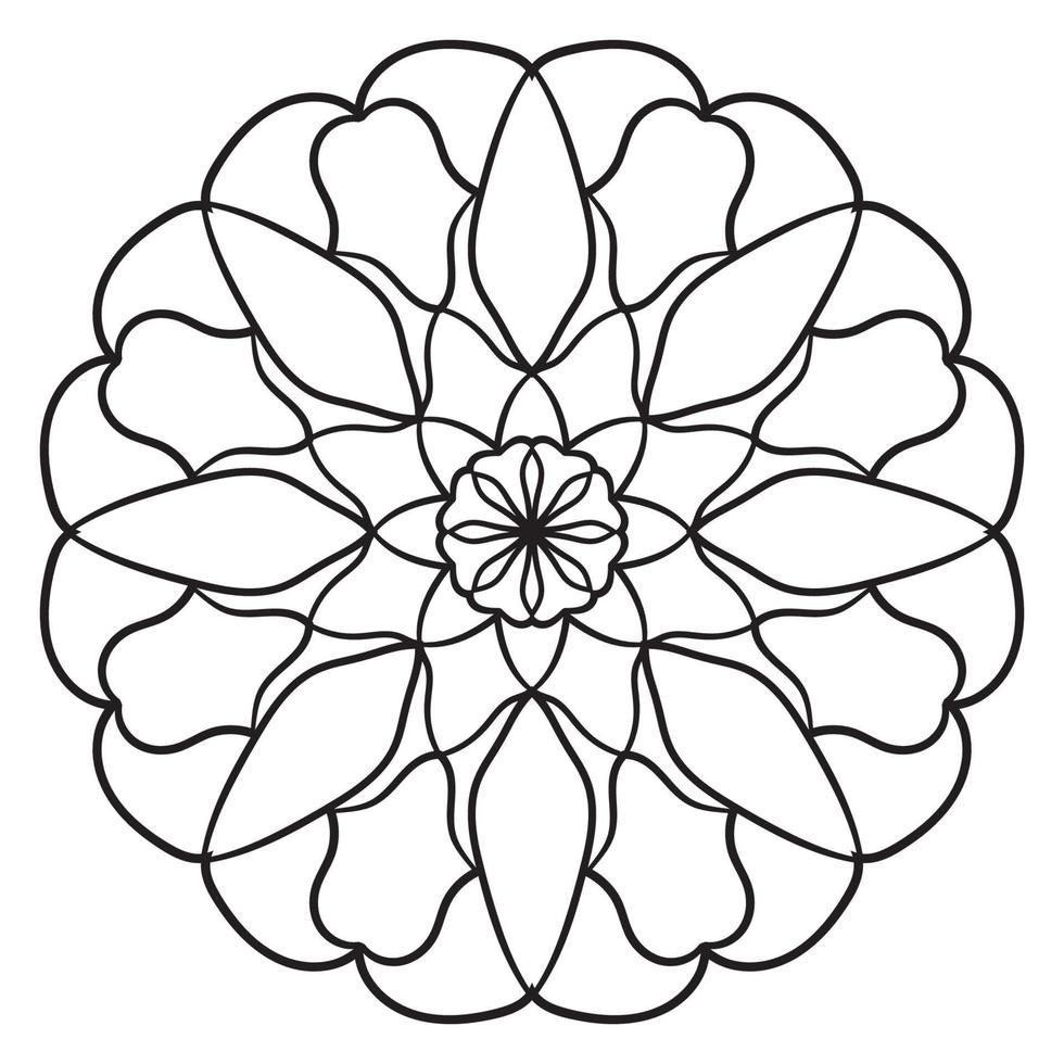 mandala fofa. flor redonda ornamental doodle isolada no fundo branco. ornamento decorativo geométrico em estilo oriental étnico. vetor