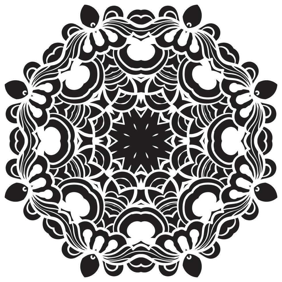 mandala de contorno. flor ornamental doodle redondo isolado no fundo branco. elemento de círculo geométrico. vetor