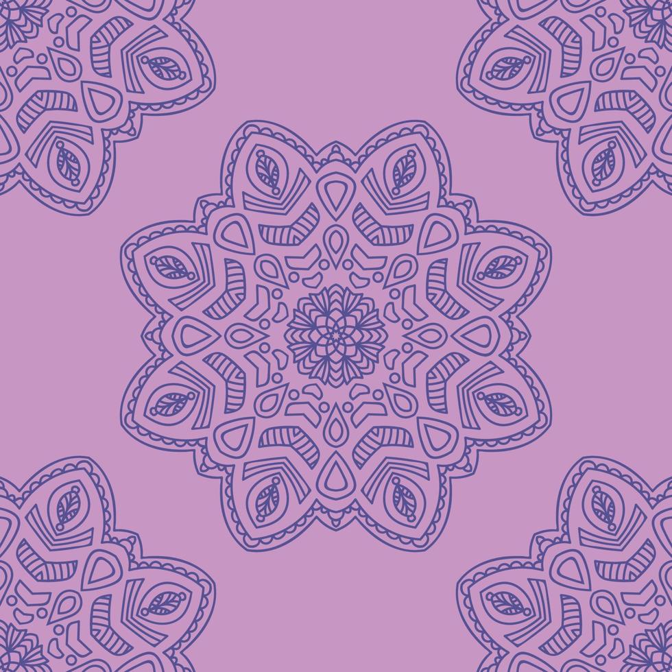 padrão sem emenda de fantasia com mandala ornamental. fundo abstrato flor doodle redondo. círculo geométrico floral. vetor