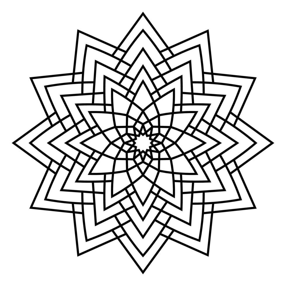 mandala fofa. flor redonda ornamental doodle isolada no fundo branco. ornamento decorativo geométrico em estilo oriental étnico. vetor