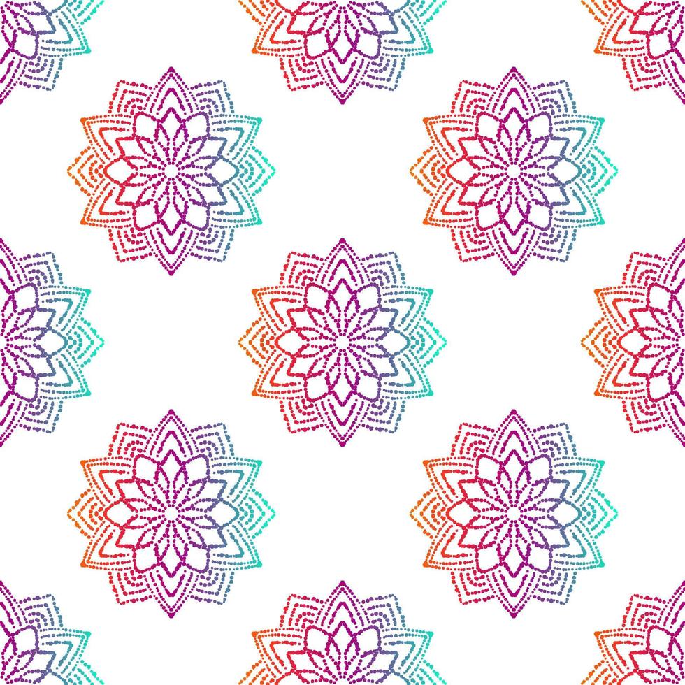 padrão sem emenda gradiente de fantasia com mandala ornamental. fundo abstrato flor doodle redondo. círculo geométrico floral. vetor