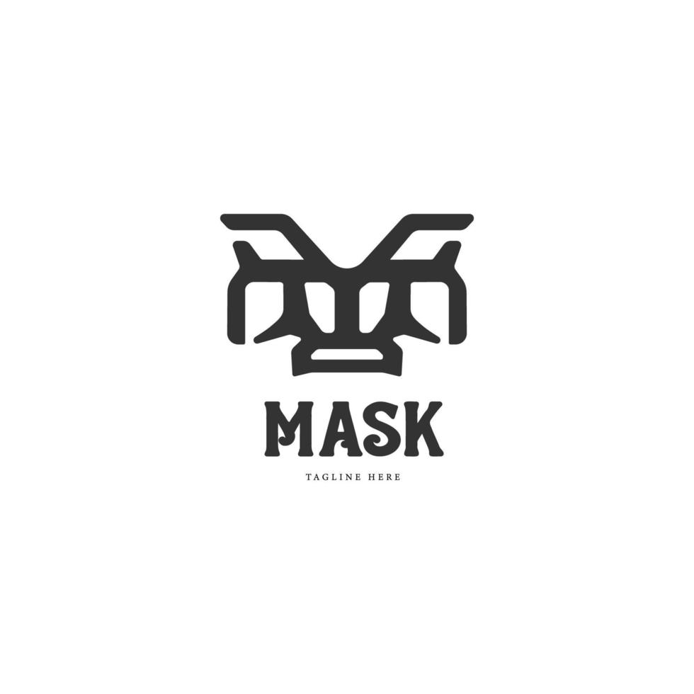 modelo de logotipo de máscara tribal minimalista para indústria de artesanato vetor