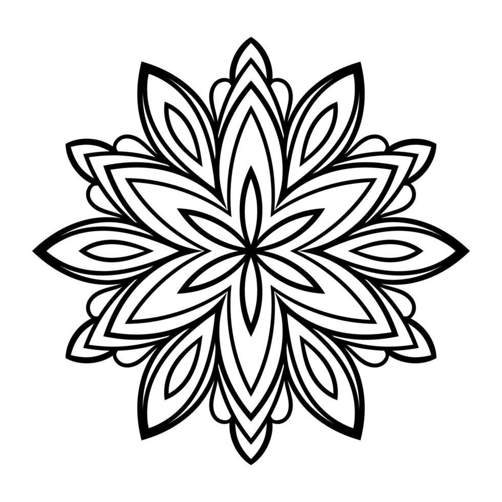 mandala fofa. flor redonda ornamental doodle isolada no fundo branco. ornamento decorativo geométrico em estilo oriental étnico. vetor