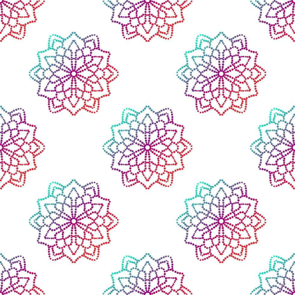 padrão sem emenda gradiente de fantasia com mandala ornamental. fundo abstrato flor doodle redondo. círculo geométrico floral. vetor