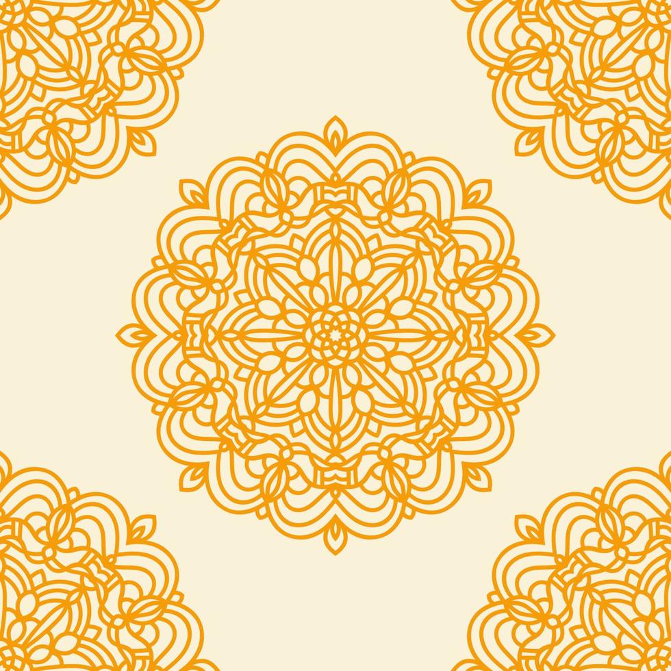 padrão sem emenda de fantasia com mandala ornamental. fundo abstrato flor doodle redondo. círculo geométrico floral. vetor