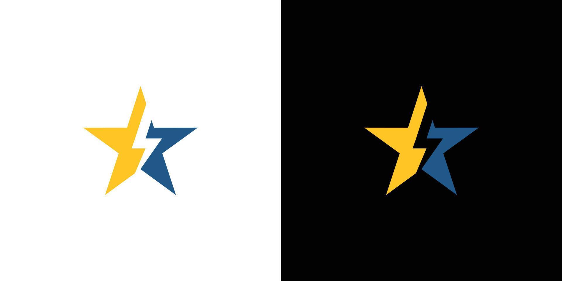 design de logotipo de estrela de relâmpago moderno e profissional vetor