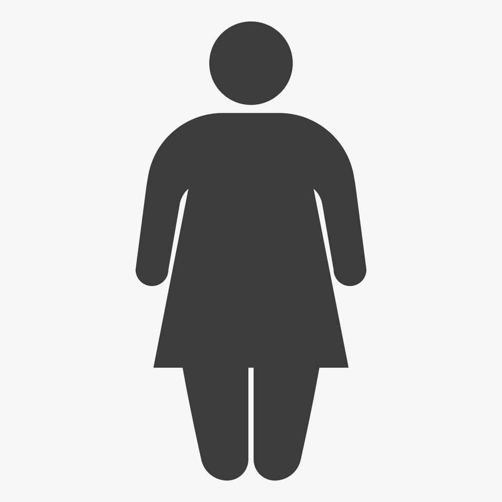 ícone de mulher gorda. ilustração vetorial isolada no fundo branco vetor