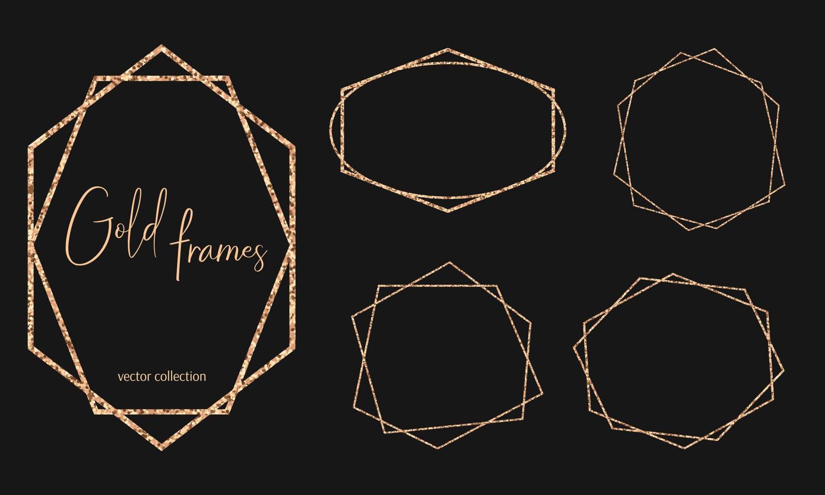 moldura poligonal de vetor de ouro com triângulos de glitter dourado, geométricos, formas de diamante. para wedding.posters, convites.