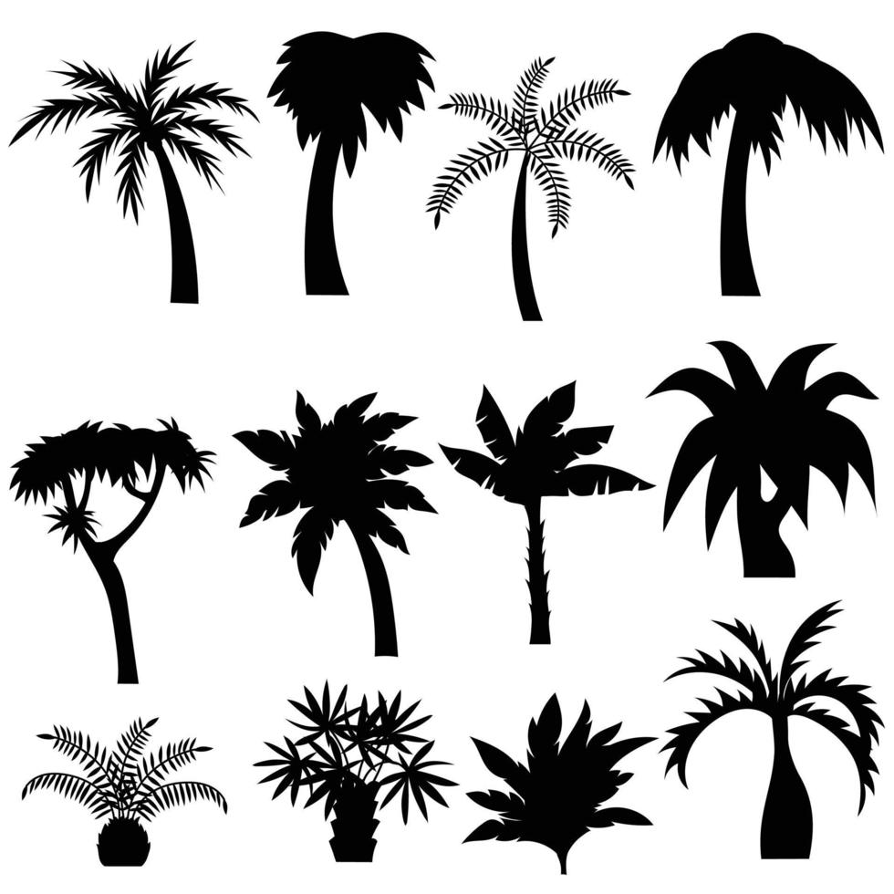 desenho de palmeira em estilo de silhueta vetor