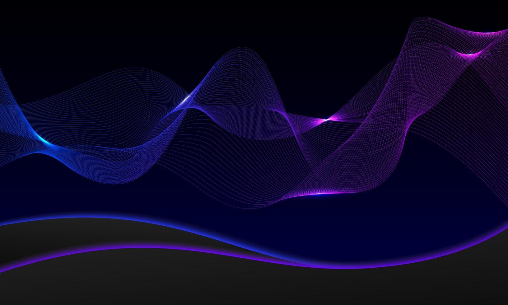 fundo abstrato com ondas de linha e formas curvas em azul escuro, ilustração vetorial vetor