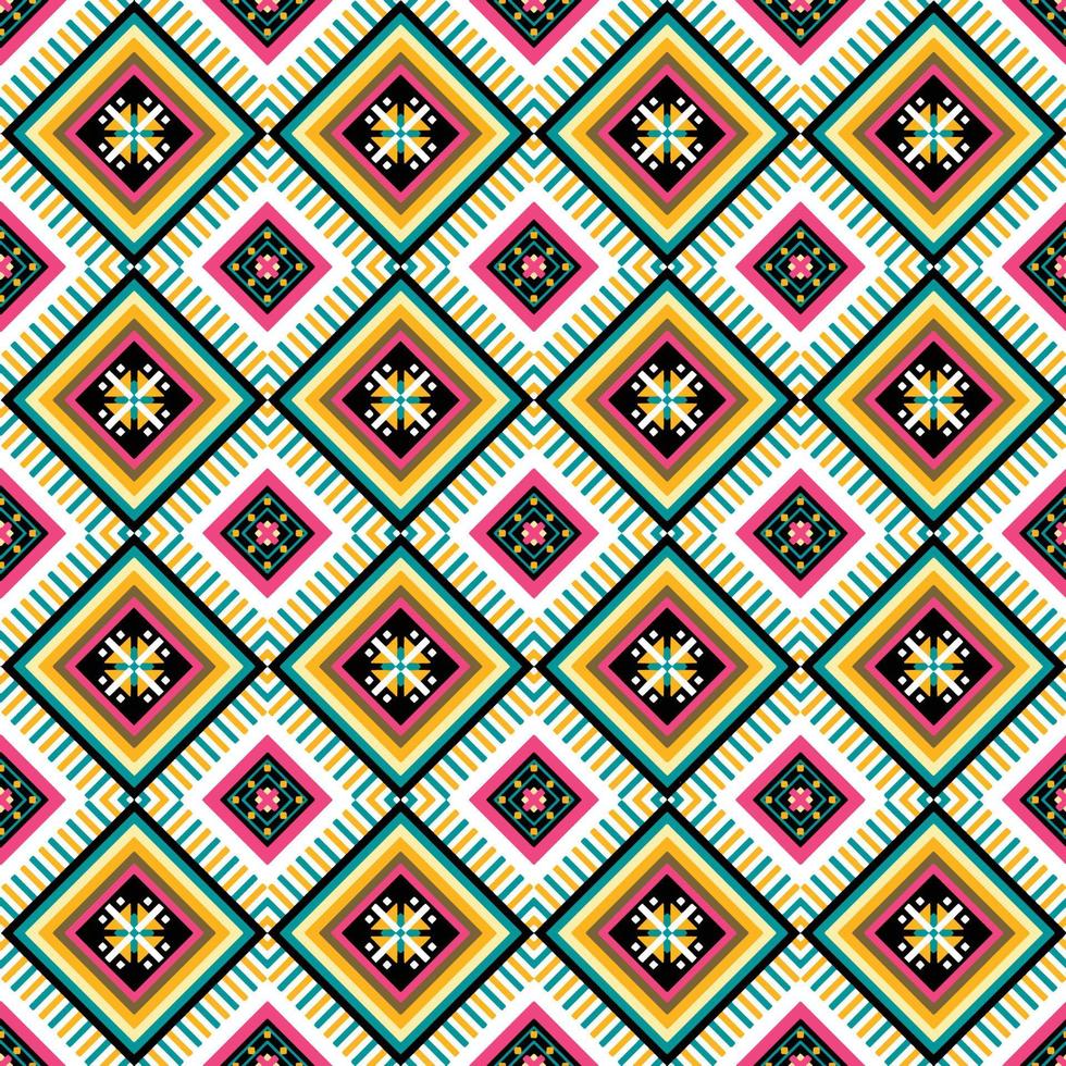 design tradicional de padrão oriental étnico geométrico colorido para plano de fundo, tapete, papel de parede, roupas, embrulho, batik, tecido, estilo de bordado de ilustração vetorial vetor