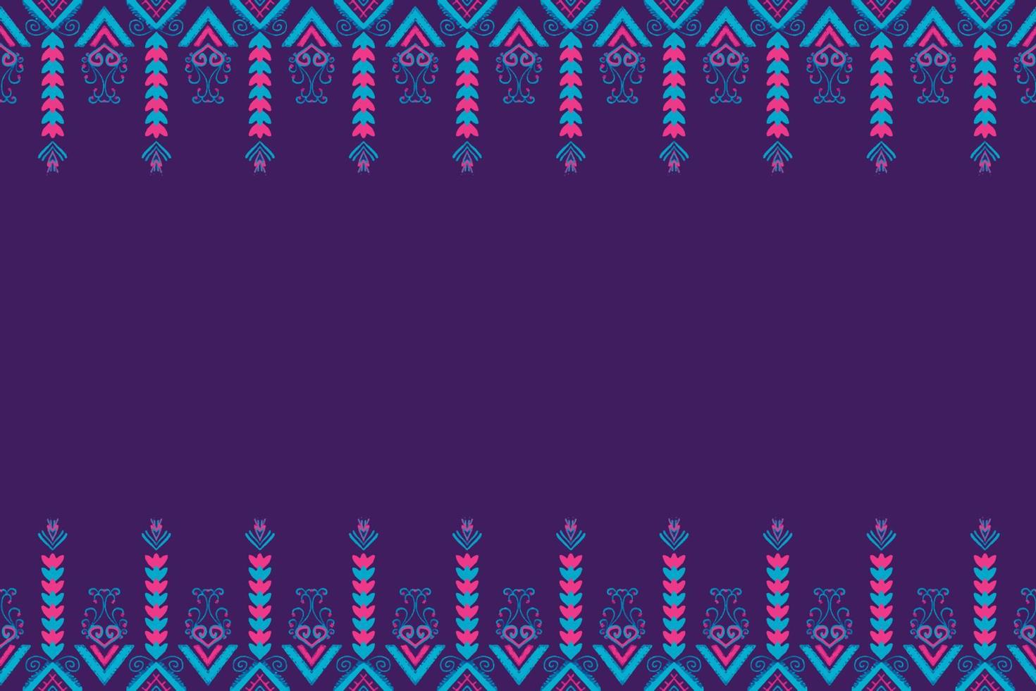 flor rosa e azul em roxo. design tradicional de padrão oriental étnico geométrico para plano de fundo, tapete, papel de parede, roupas, embrulho, batik, tecido, estilo de bordado de ilustração vetorial vetor