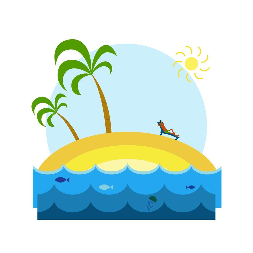 cara relaxante em uma ilha tropical vetor