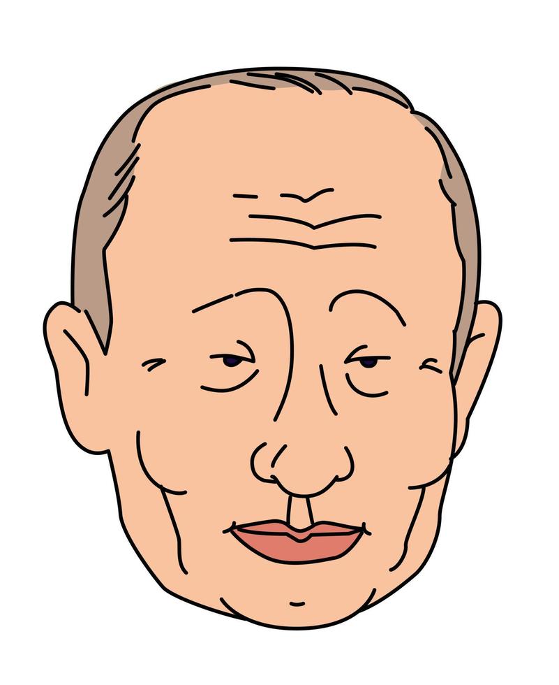 personagem mongol, asiático. vetor. ilustração de cabeça. estilo plano. logo presidente putin. caricatura de um político. vetor