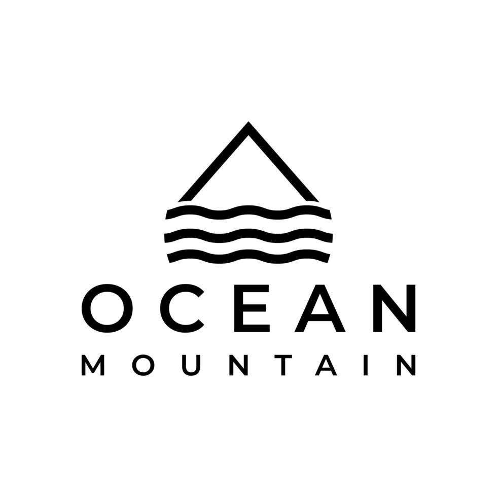 design de logotipo da montanha do oceano vetor