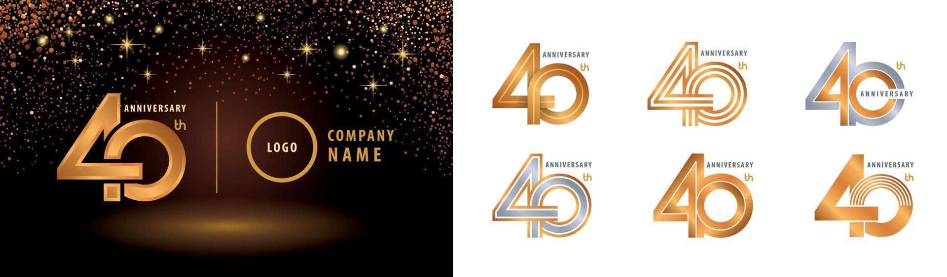 conjunto de design de logotipo de 40º aniversário. vetor de logotipo de loop infinito. celebração de aniversário de quarenta anos.