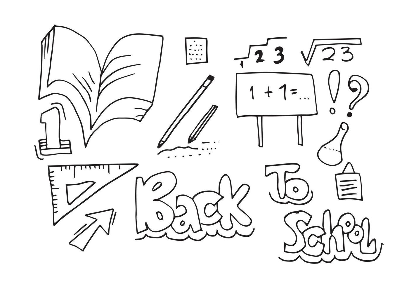 volta para a escola mão lettering.concept de fundo vector com elementos de doodle para banner.