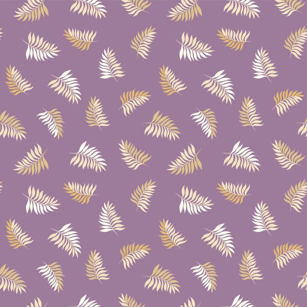 padrão sem emenda de folhas de palmeira tropical de vetor. ilustração plana de verão. fundo roxo. vetor