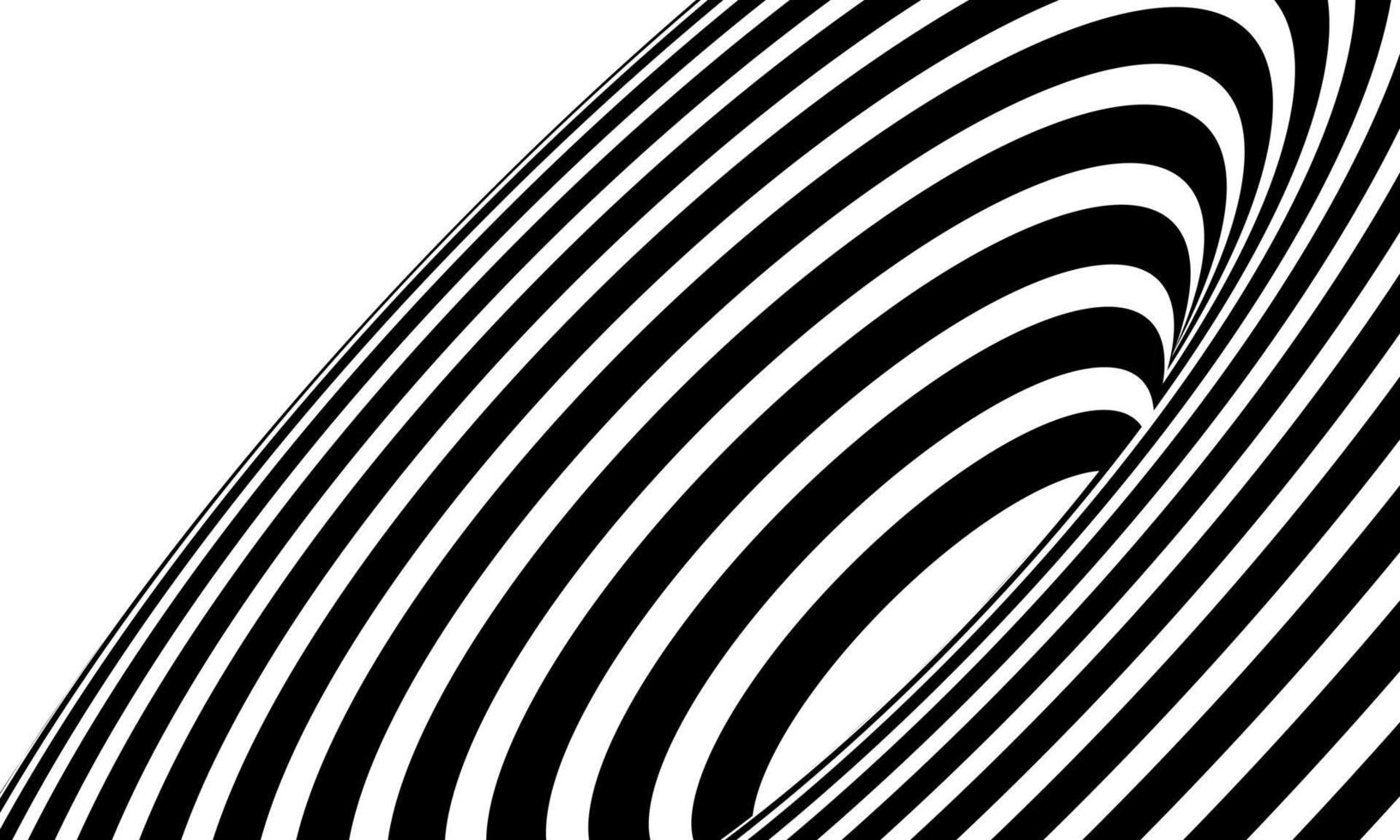 ilustração incrível ilusão de arte óptica de superfície de linha abstrata geométrica listrada em preto e branco fluindo parte 1 vetor