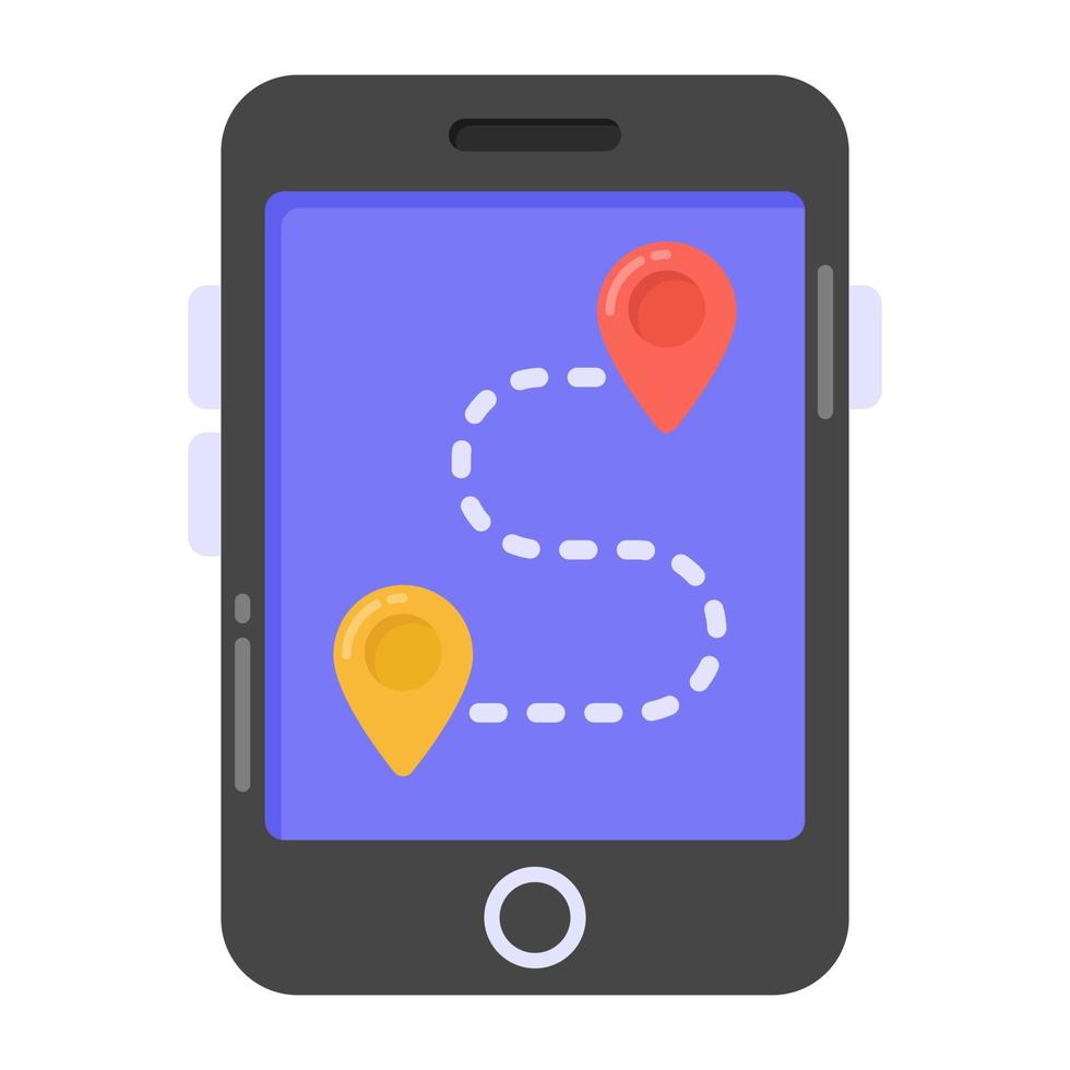 aplicativo de localização online, ícone plano de navegação móvel vetor