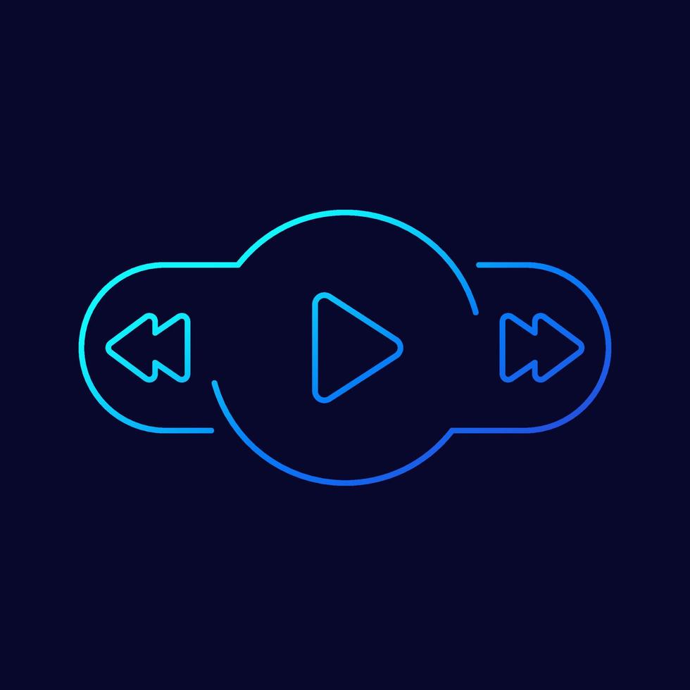 ícone de linha de player de música para aplicativos vetor