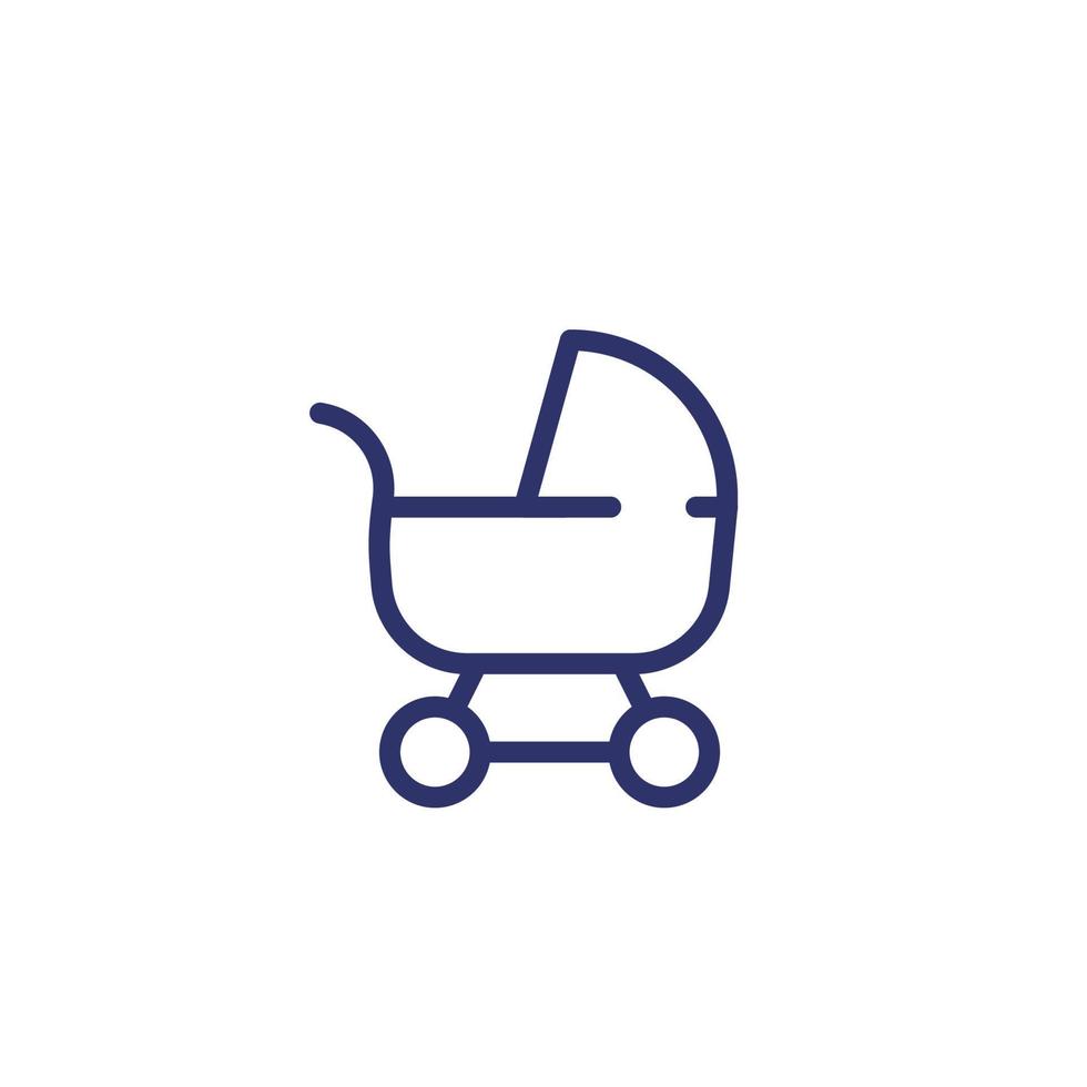 carrinho de bebê, ícone de linha de carrinho de bebê vetor