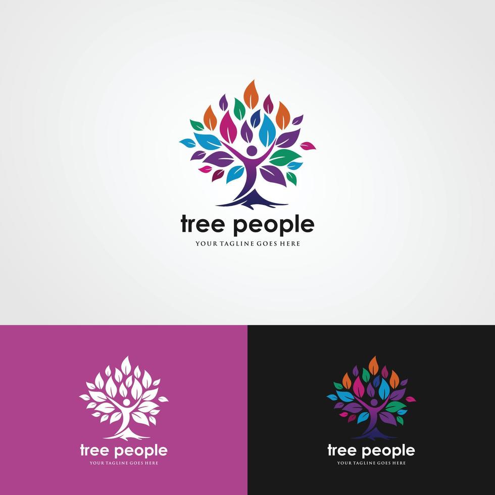 modelo de design de logotipo de conceito criativo de homem árvore vetor