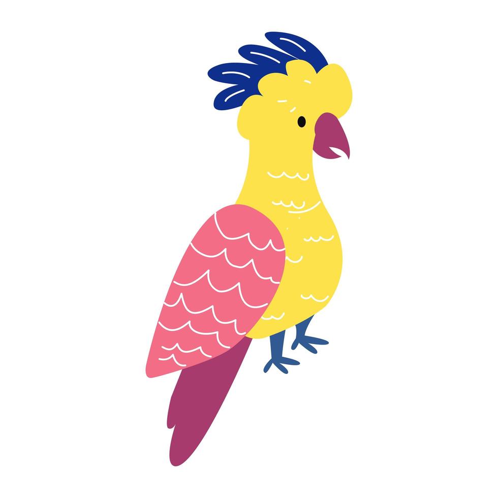 papagaio tropical. papagaio de várias cores brilhantes, em voo e sentado em um galho. elemento de design de verão. vetor