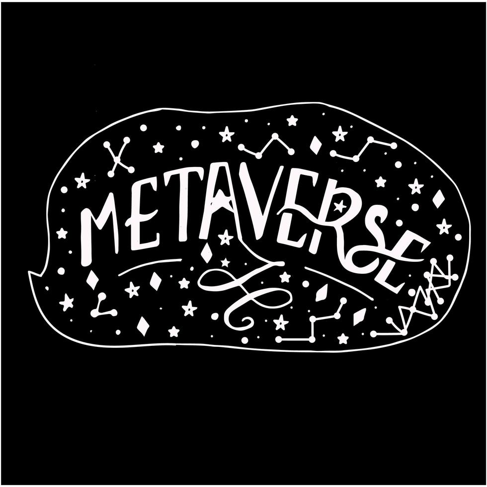 ilustração de letras de palavra metaverse com ícones para web banner, flyer, landing page, apresentação, capa de livro, artigo, etc. vetor