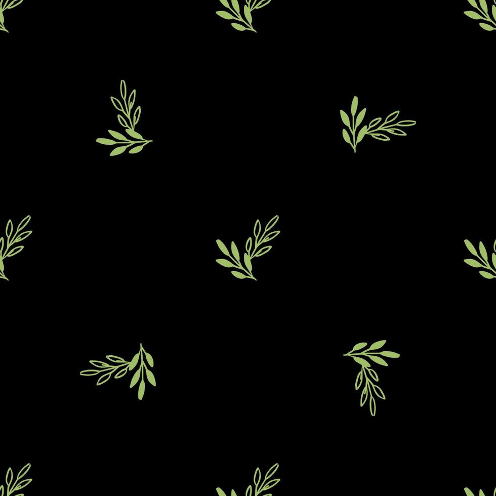 padrão sem emenda de vetor deixa a cor verde preta, textura de decoração floral botânica. fundo de papel de parede