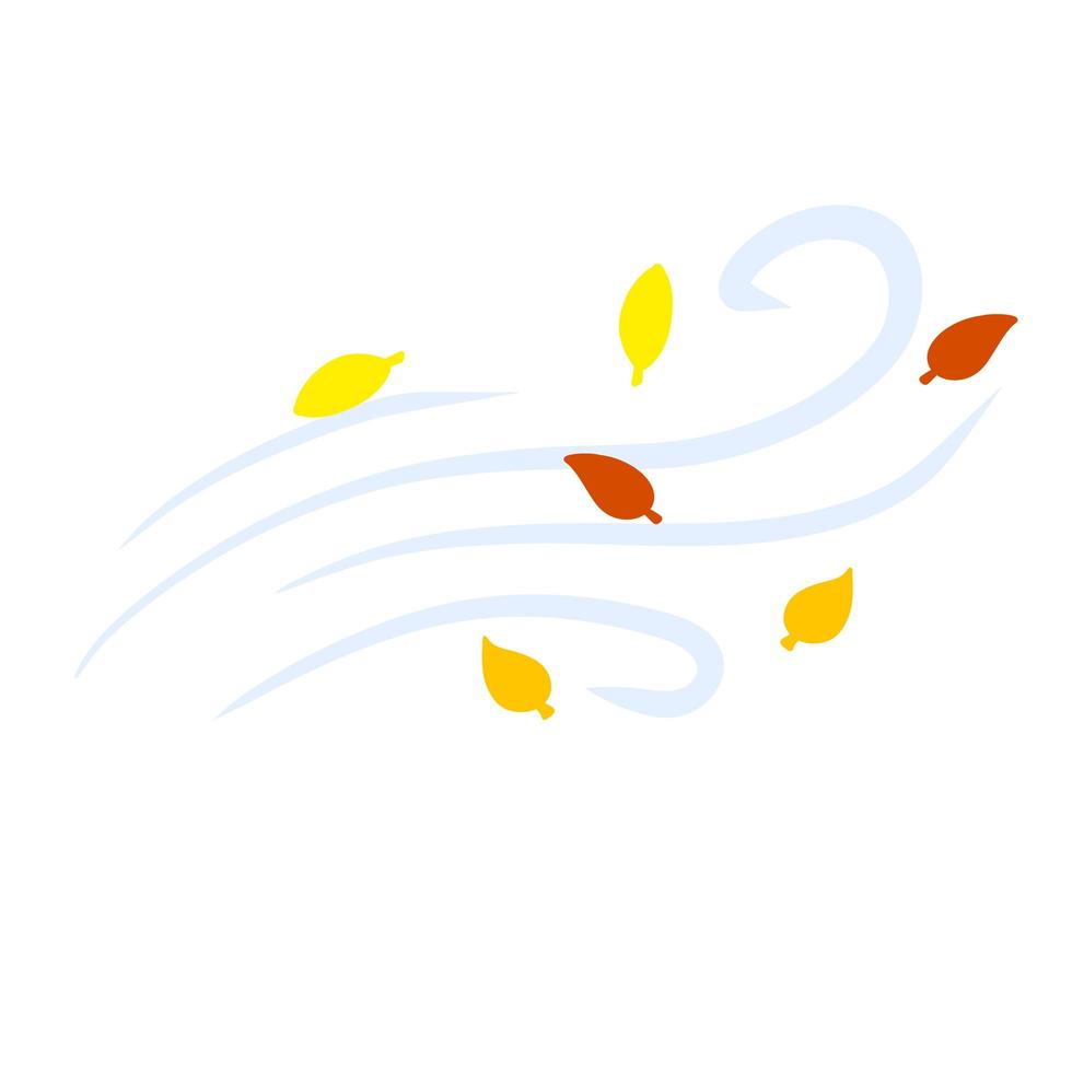 vento de outono. fluxo de ar com folhas vetor
