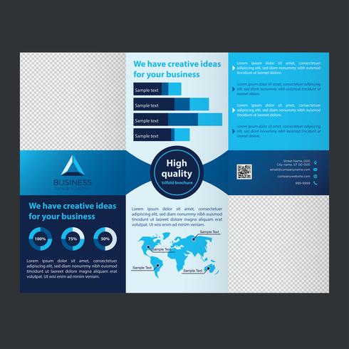 Brochura de negócios com três dobras azul vetor