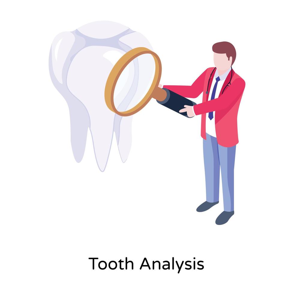 um vetor isométrico perfeito de análise de dentes, design premium