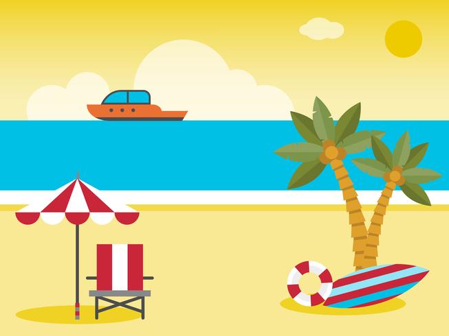 Férias de verão, ilustração em vetor verão praia cartaz