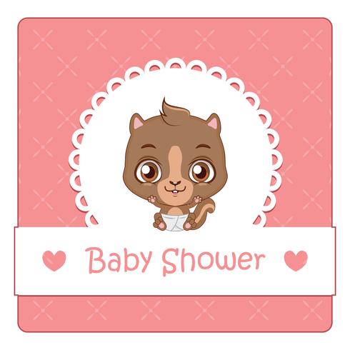 Cartão de chuveiro de bebê com esquilo fofo vetor