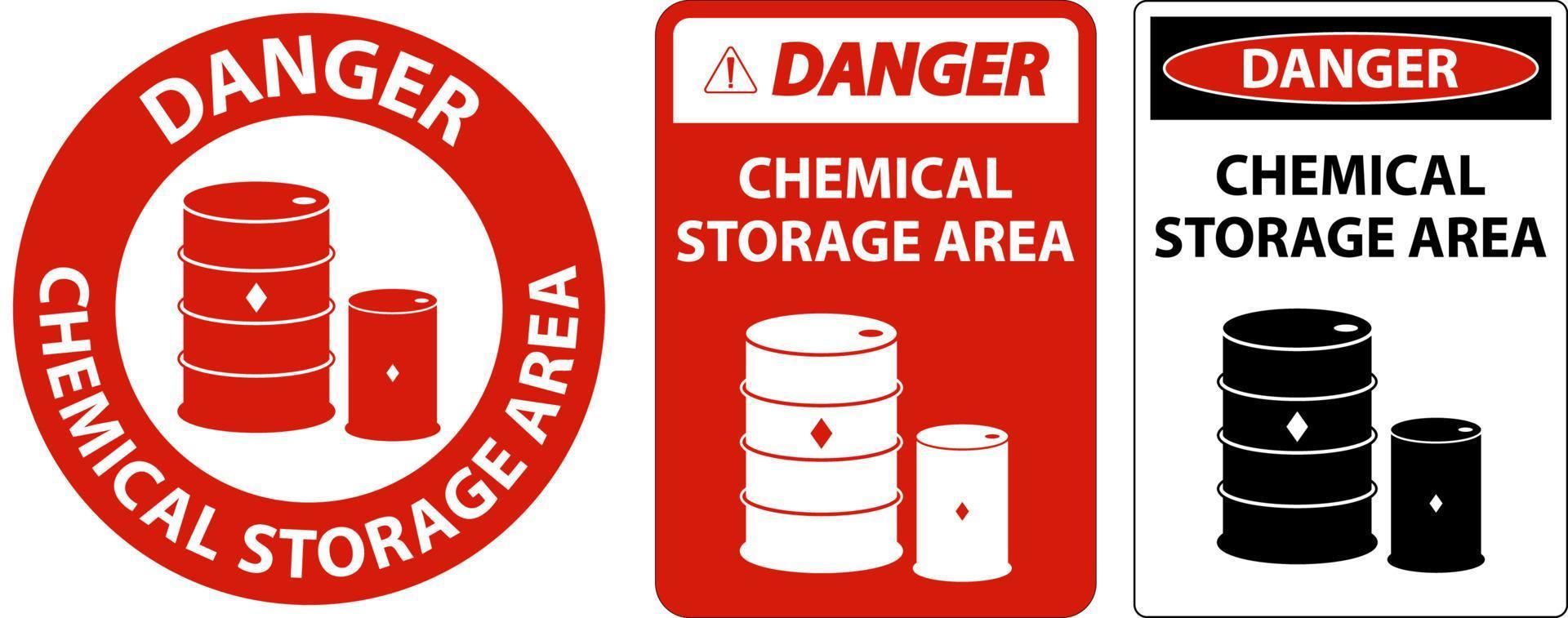 sinal de área de armazenamento de produtos químicos de perigo no fundo branco vetor