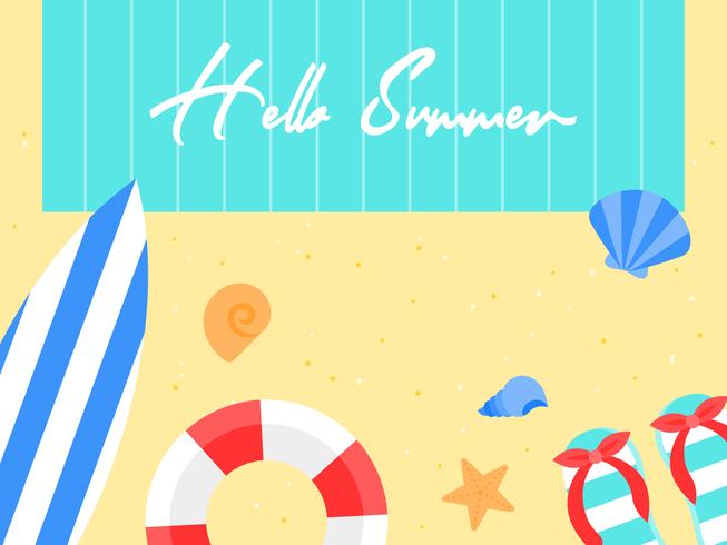 Férias de verão, ilustração em vetor verão praia cartaz