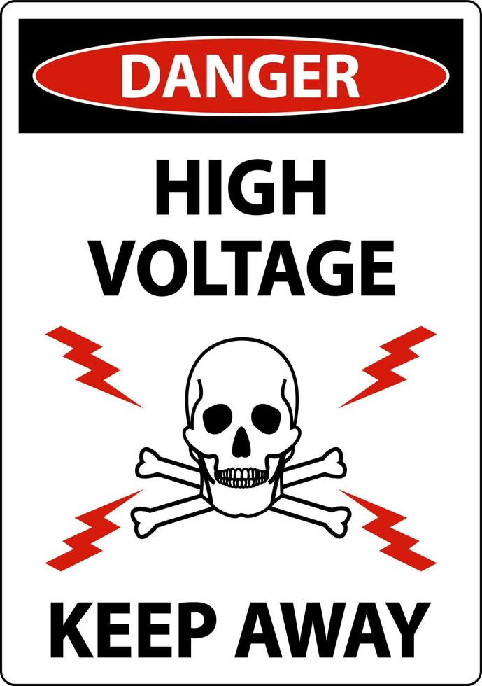 perigo de alta tensão manter afastado sinal no fundo branco vetor