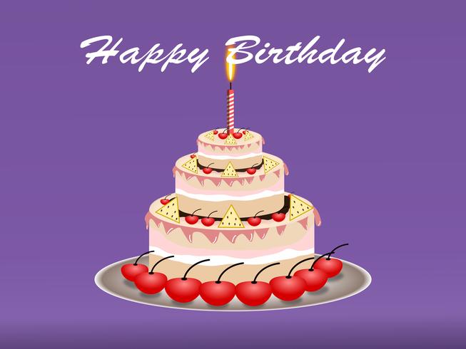 Conceito de design feliz aniversário bolo. ilustração vetorial vetor
