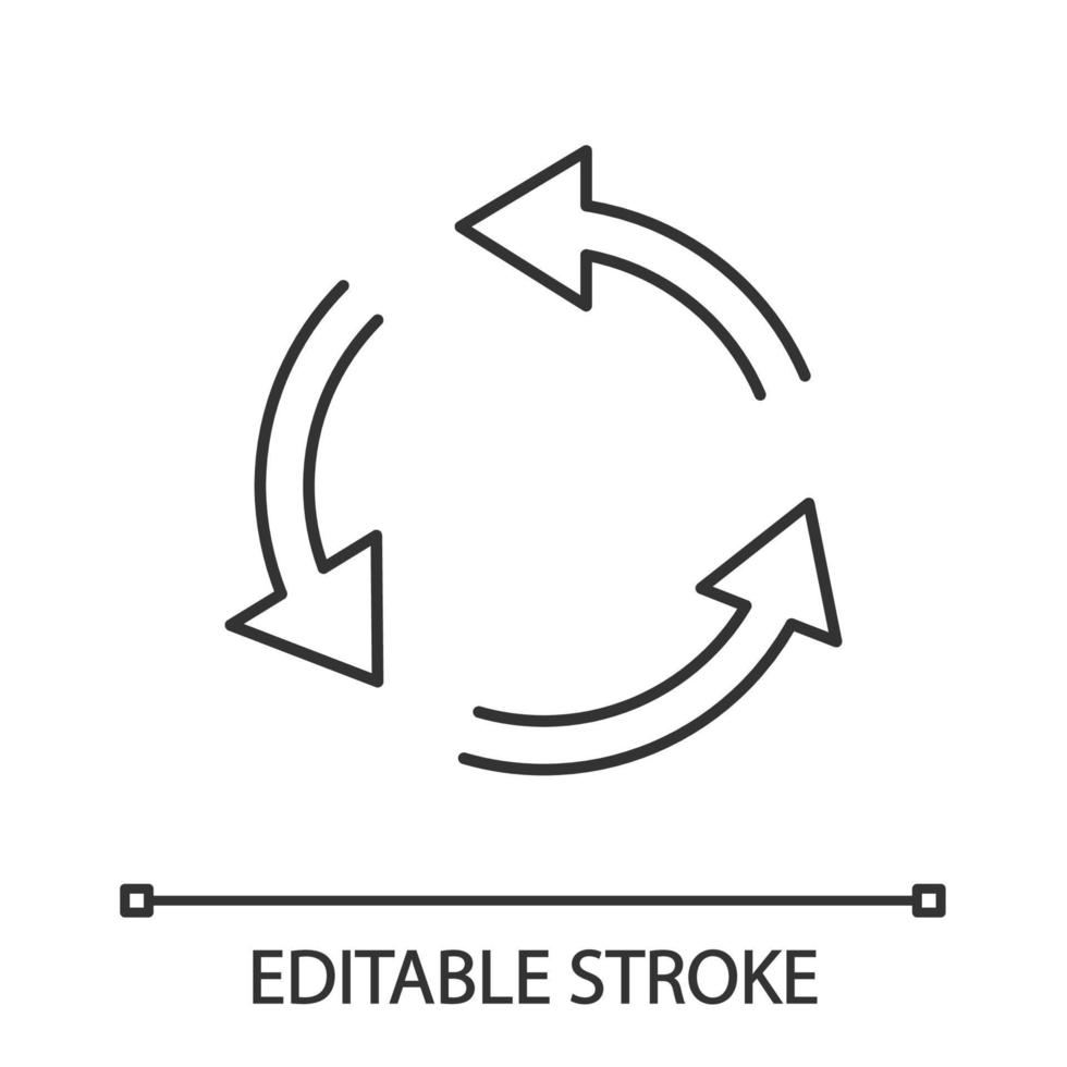 ícone linear de ar condicionado. seta circular. ilustração de linha fina. circulação de ar. sinal de ventilação. símbolo de contorno de rotação. desenho de contorno isolado de vetor. traço editável vetor