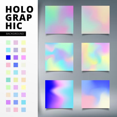 Conjunto de modelos abstratos de fundo gradiente holográfico vívido colorido luz na moda vetor