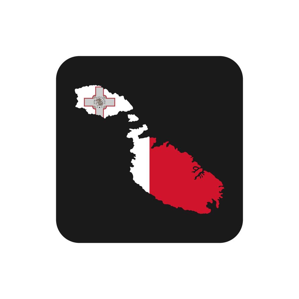silhueta do mapa de malta com bandeira em fundo preto vetor