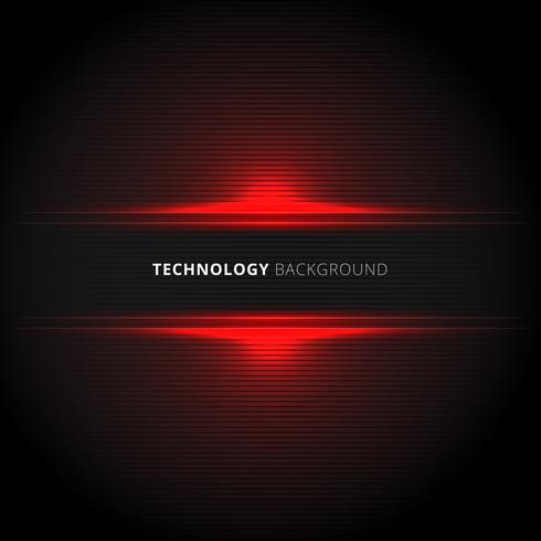 As linhas vermelhas abstratas tecnologia da tecnologia brilham a textura horizontal no fundo preto. vetor