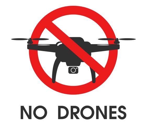 Sinais de Proibição. Não use drones nesta área. vetor