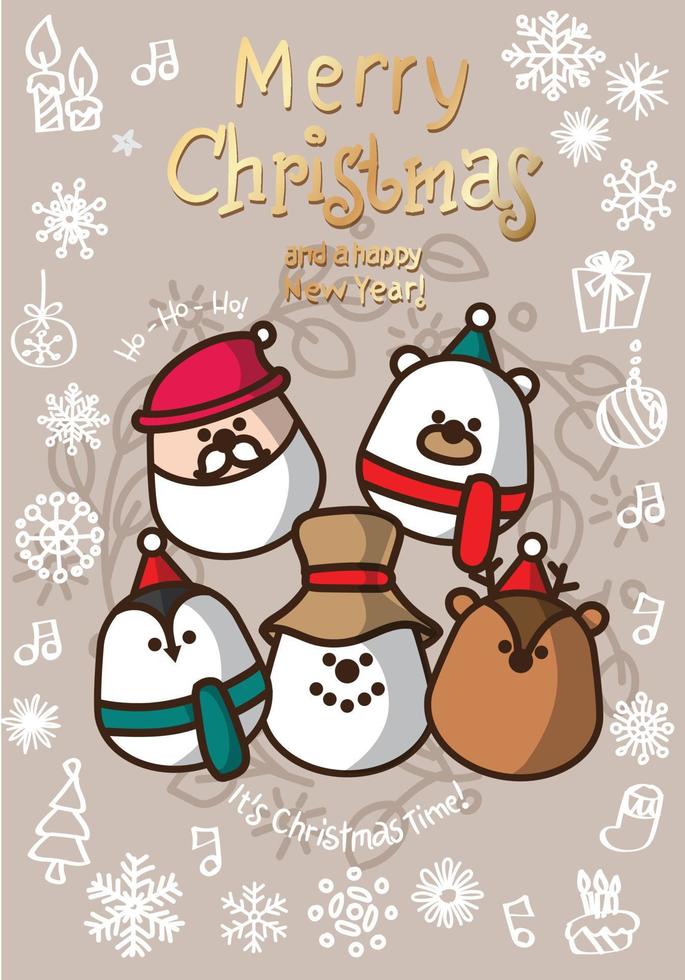 feliz natal e ano novo coleção de elementos de clipart de natal festivo dos desenhos animados vetor