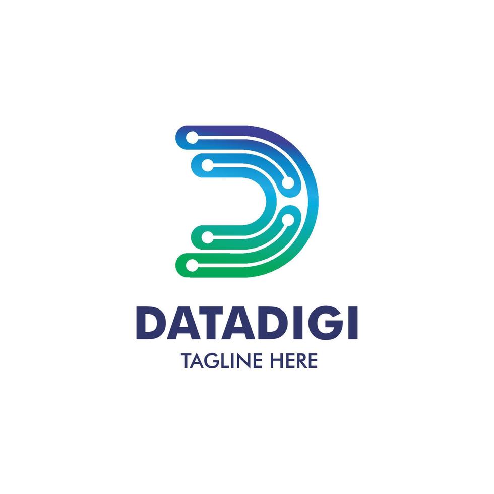 letra d digidata logotipo de design moderno vetor