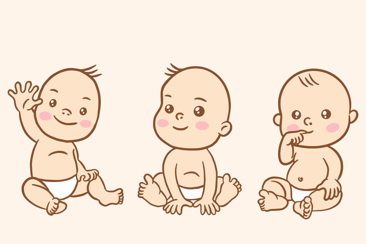 definir ilustração de coleção plana de desenho animado de bebê bebê fofo vetor